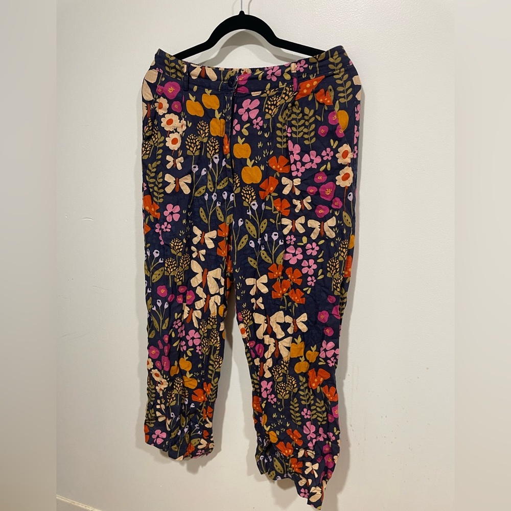 Princess Highway Floral Patterned Printed Linen Blend Pants Capris Size 12